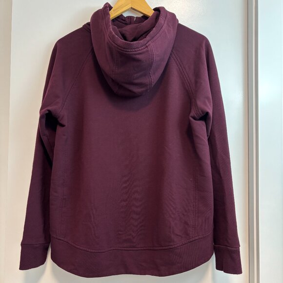 Hooded Zip-Up Sweater with High Low Hem - Burgundy - Picture 10 of 12